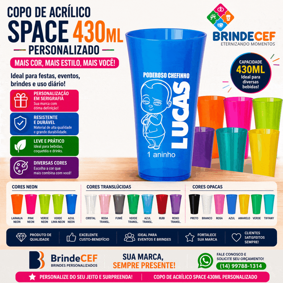 Copo de Acrílico Space 430ml Personalizado