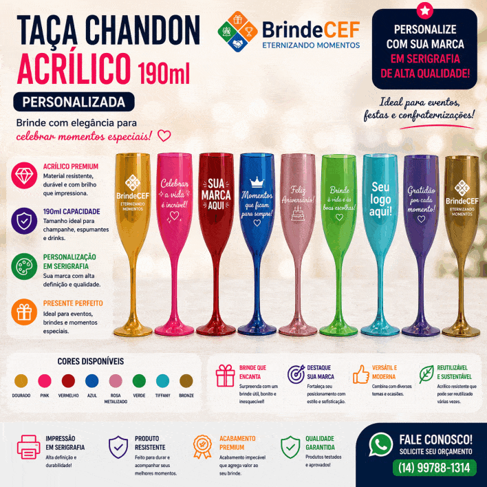 Taça de Acrilico Chandon Personalizada 190ml - BrindeCEF