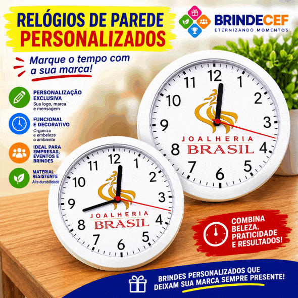 Relógios de Parede Personalizados Redondo - BrindeCEF