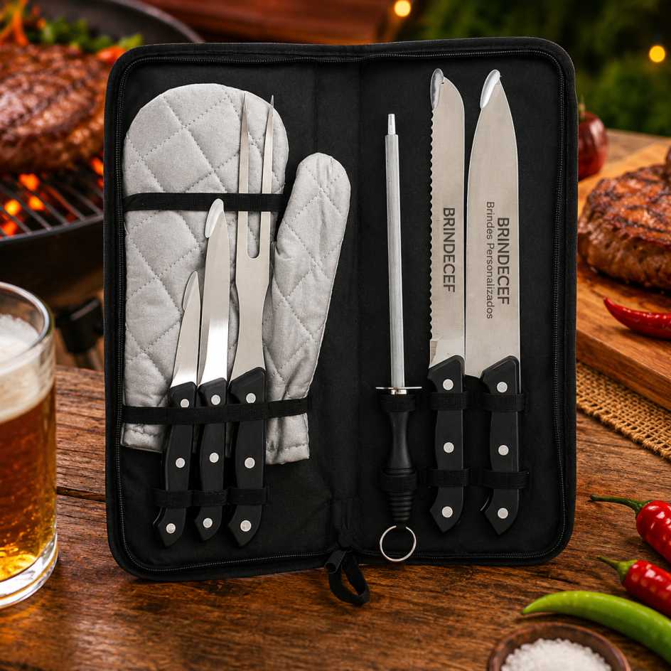Kit Churrasco 7 Peças Personalizado - BrindeCEF