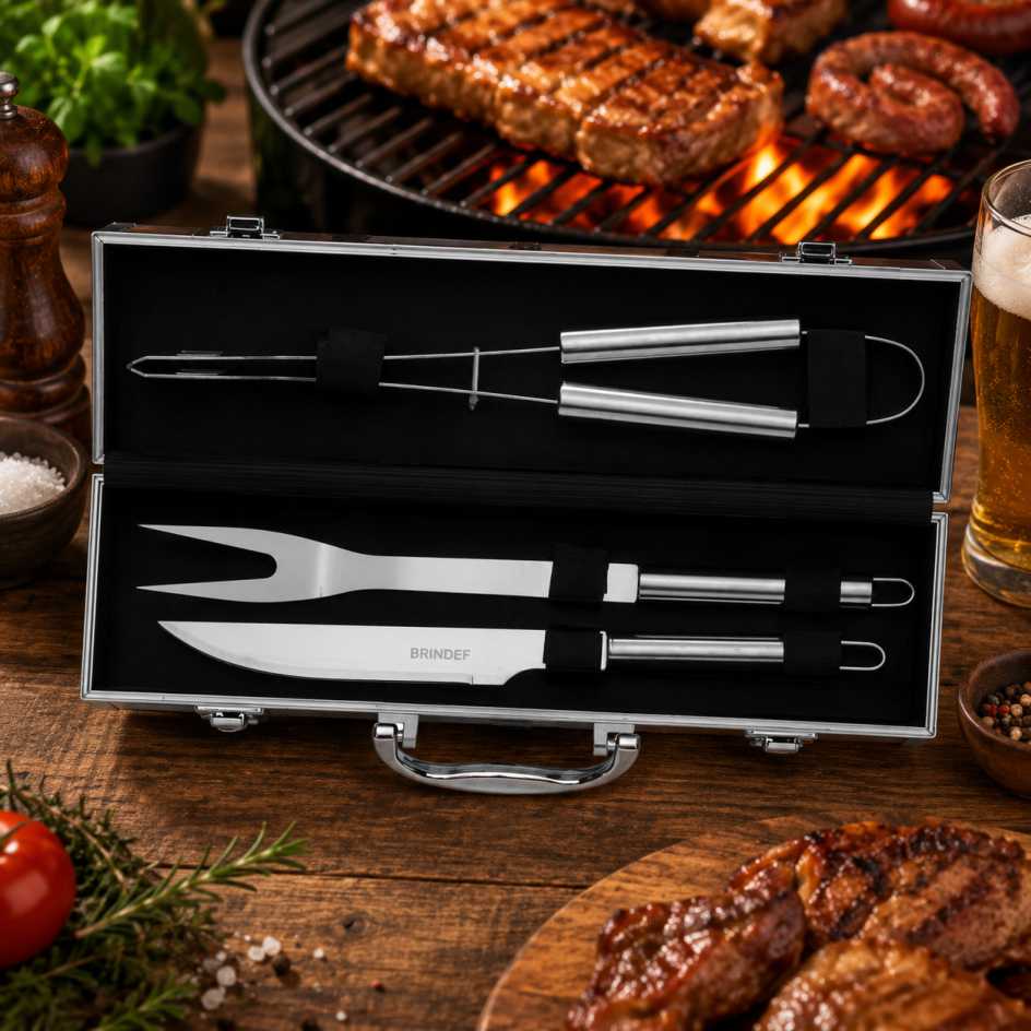 Kit Churrasco 4 peças Personalizado para Brindes - BrindeCEF