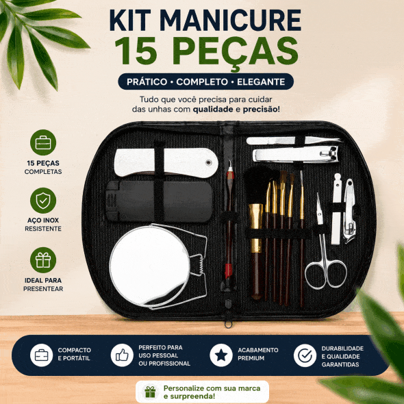 Kit Manicure 15 Peças Personalizados para brindes femininos