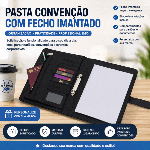 Pasta Convenção com Fecho Imantado Personalizada