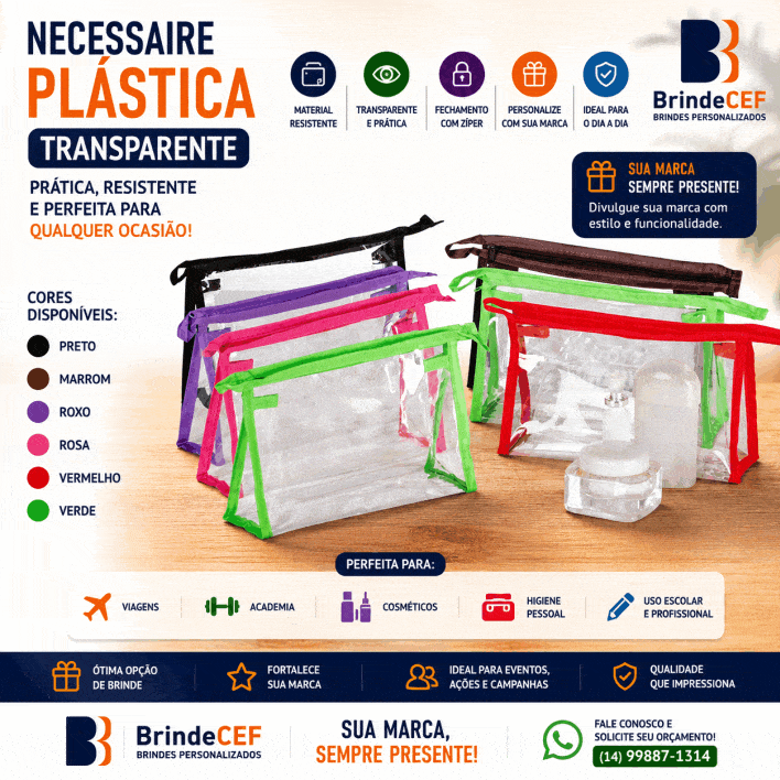 Necessaire Plástica Personalizada - BrindeCEF