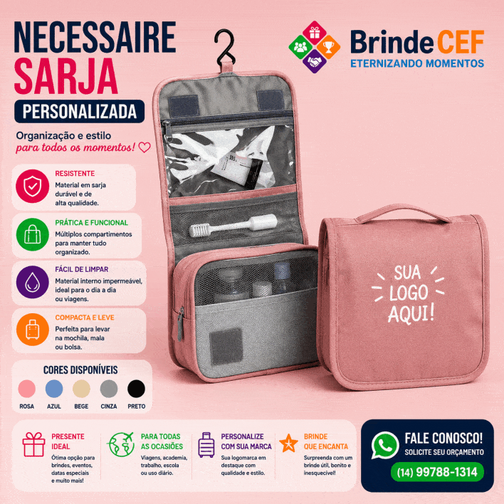 Necessaire Sarja Personalizada um brinde lindo