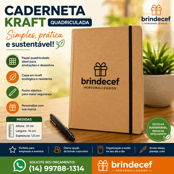 Caderneta Moleskine Quadriculado para Brindes