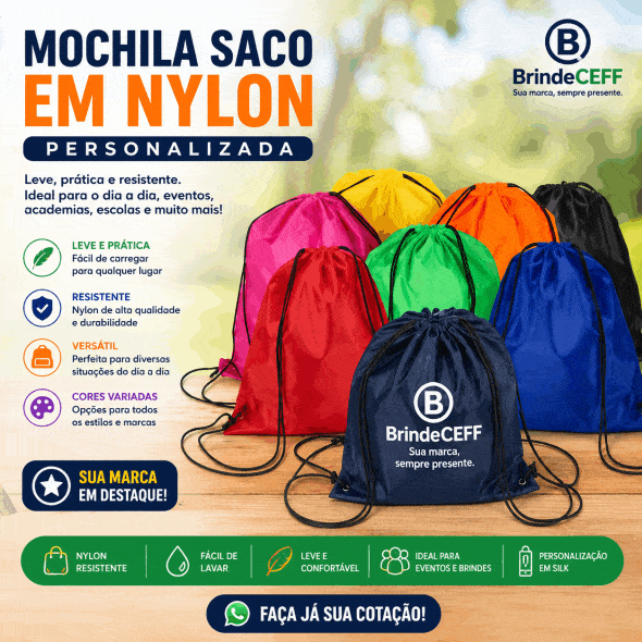 Mochila Saco em Nylon Personalizada para Brindes