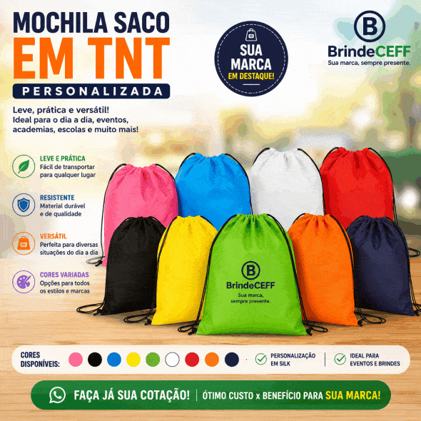 Mochila Saco em TNT Personalizado para Brindes promocionais