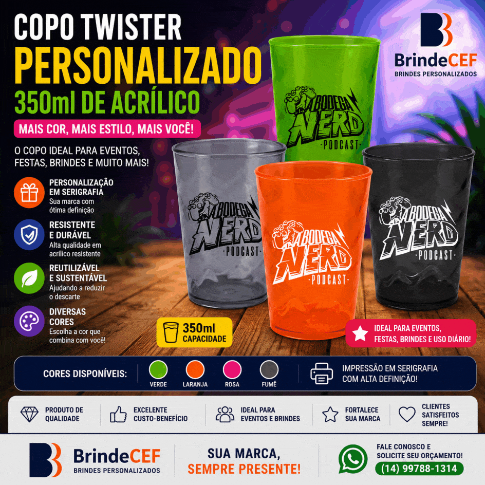 Copo Twister Personalizado 350 ml de acrílico