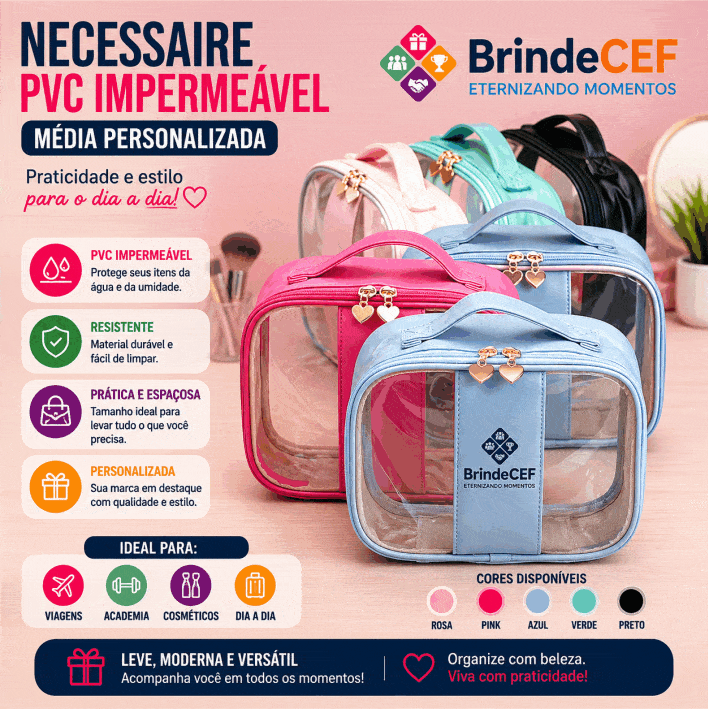 Necessaire PVC Impermeável Personalizada Peq