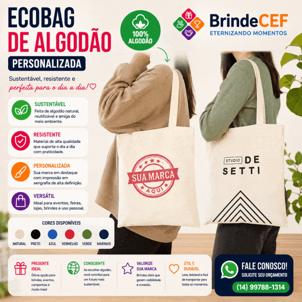 Ecobag Personalizada de Algodão sendo essa bolsa de algodão
