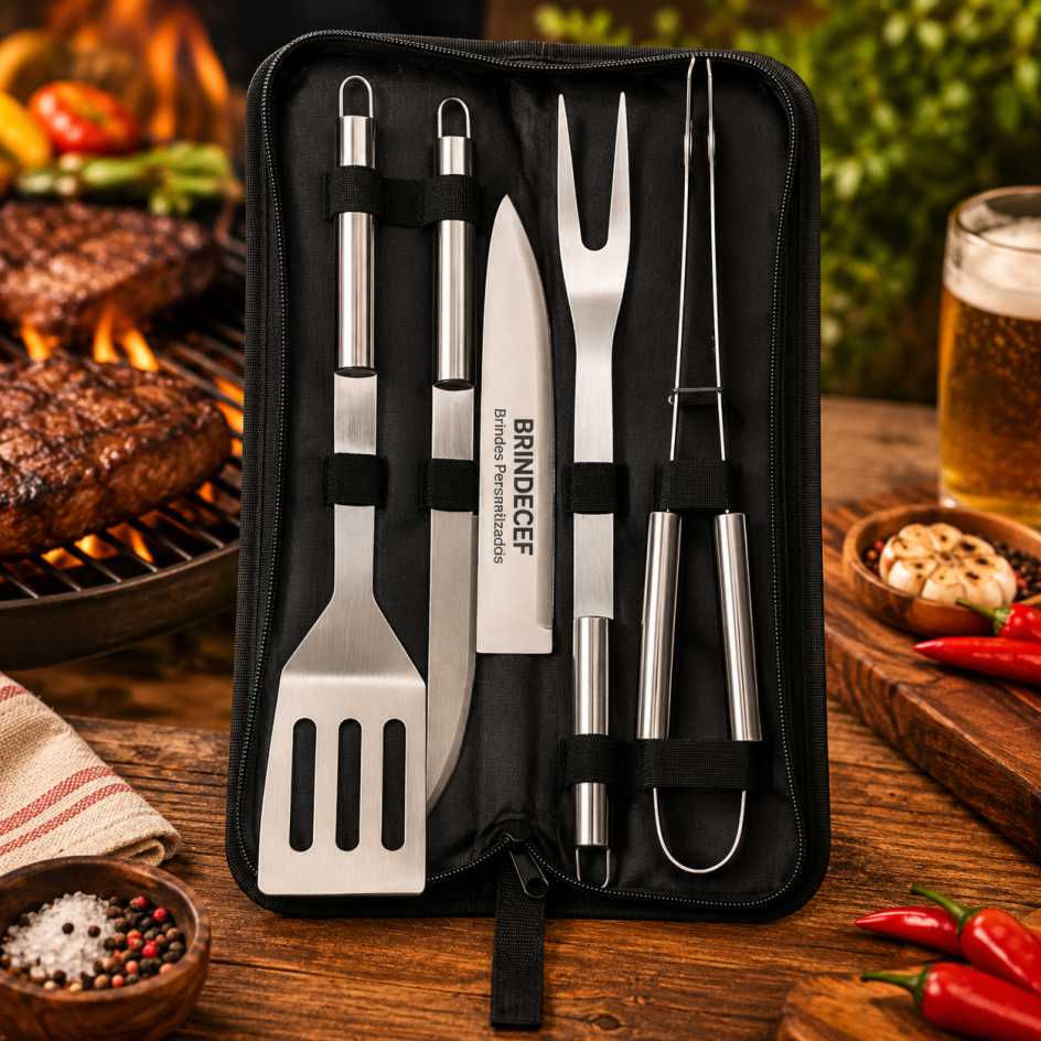 Kit Churrasco Personalizado 4 peças para Brinde
