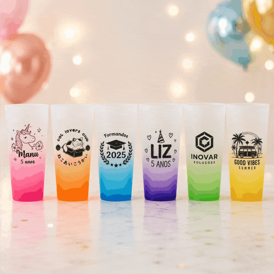 Copo Twister Degrade Personalizado 500 ml de Acrílico