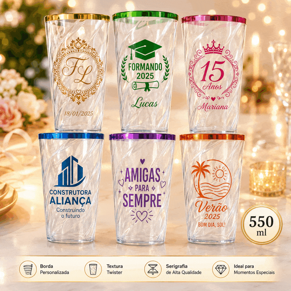 Copo Twister com Borda Personalizado 550 ml