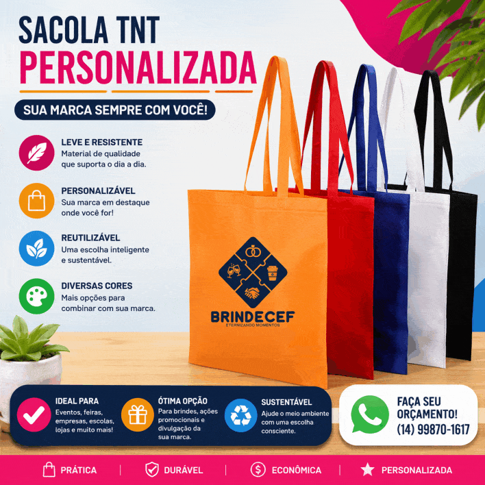 Sacola TNT com Alça Personalizada com opção de cores