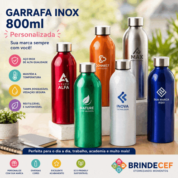 Garrafa Inox Personalizada 800ml essa garrafa não termica