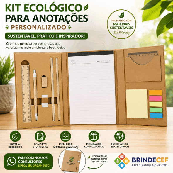 Kit Ecológico para Anotações Personalizado brinde