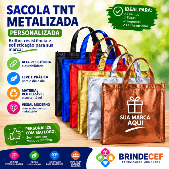 Sacola TNT Metalizada Personalizada para Empresas