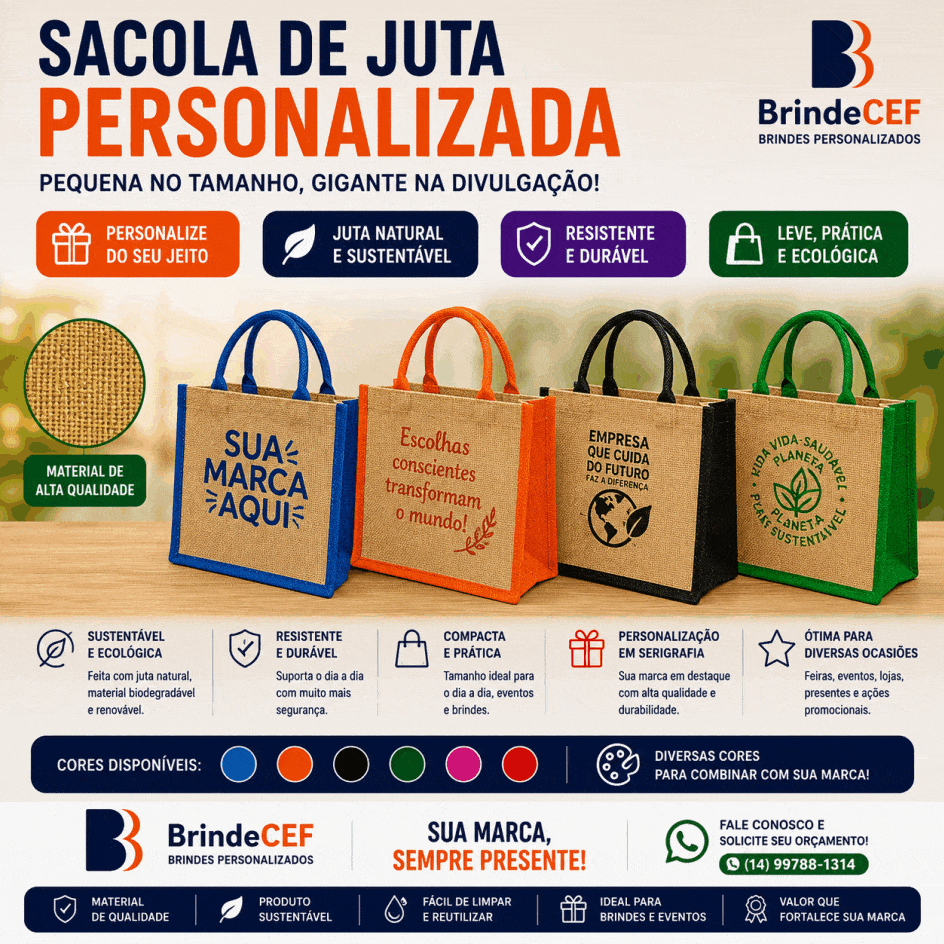 Sacola de Juta Personalizada ecológica confeccionada em juta