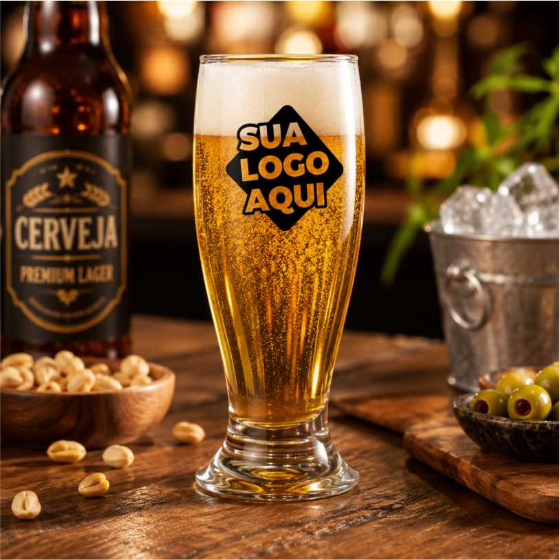 Copo Munich 300ml de Vidro Personalizado - Copo de Cerveja
