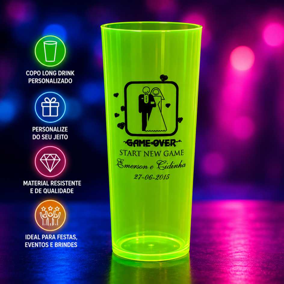 Copo Long Drink Neon Personalizado - BrindeCEF