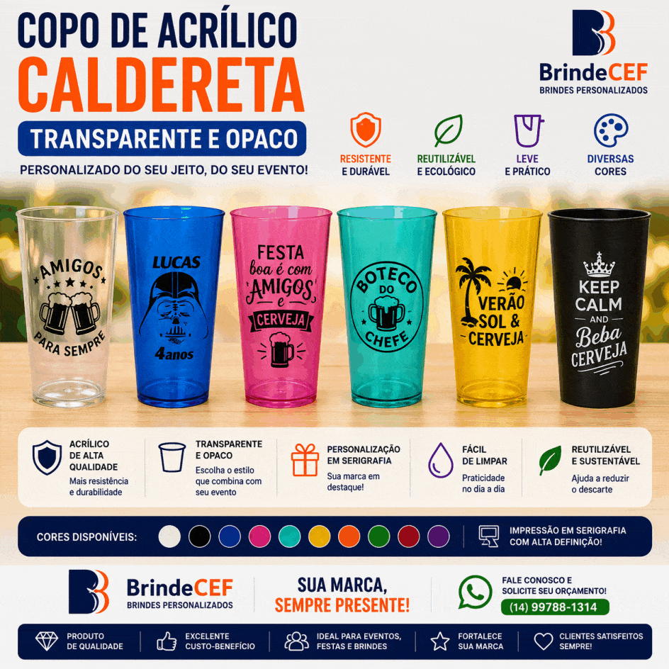 Copo de Acrílico Personalizado Caldereta Transparente