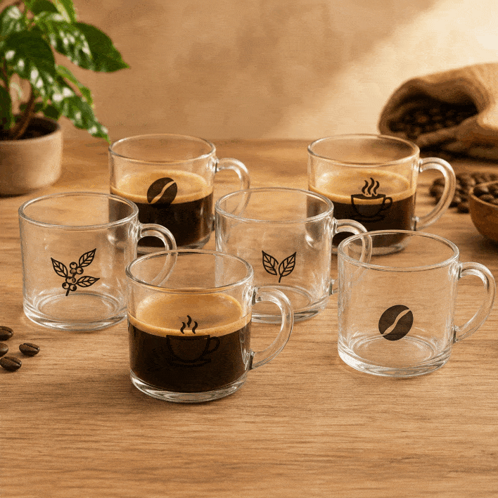 Kit Xícaras de Vidro 6 Peças 10oml personalizada