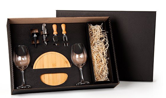 Kit Queijo E Vinho Com Espaço Para Garrafa - 7 Pçs KT-90208