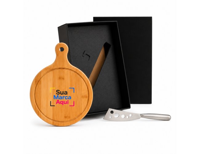 Kit Para Queijo Em Bambu / Inox - 2 Pçs KT-90101