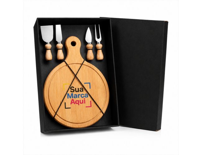Kit Para Queijo Em Bambu / Madeira / Inox - 5 Pçs KT-90100