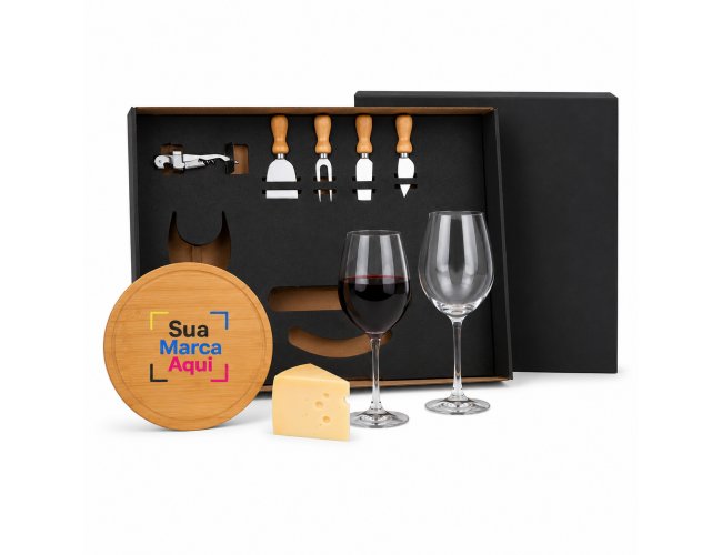 Kit Queijo E Vinho Com Abridor Saca Rolhas- 8 Pçs KT-90003