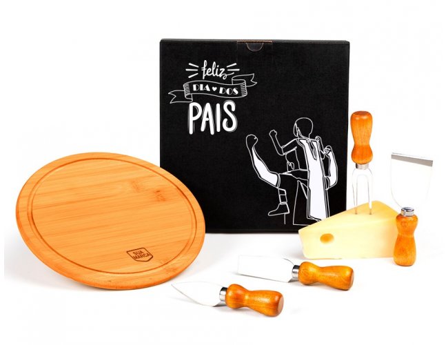 Conj. Para Queijo Em Bambu / Madeira / Inox - 5 Pçs