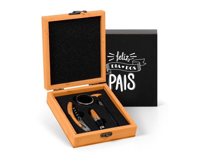 Conjunto Para Vinho Em Bambu - 5 Pçs