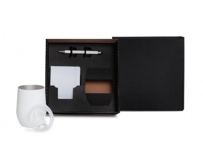 Kit Copo Térmico E Acessórios - Branco - 3 Pçs KT-90333