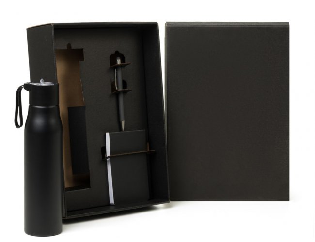 Kit Garrafa, Bloco Para Anotações E Caneta - 3 Pçs KT-90543