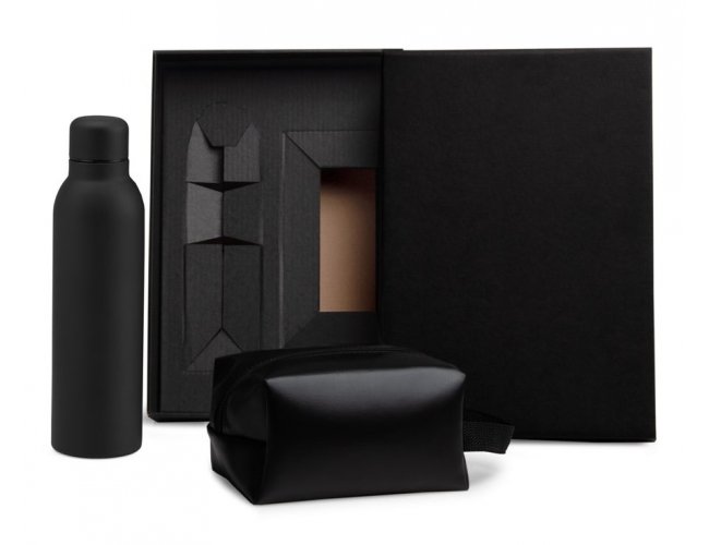 Kit Garrafa E Necessaire - Preto - 2 Pçs KT-90363