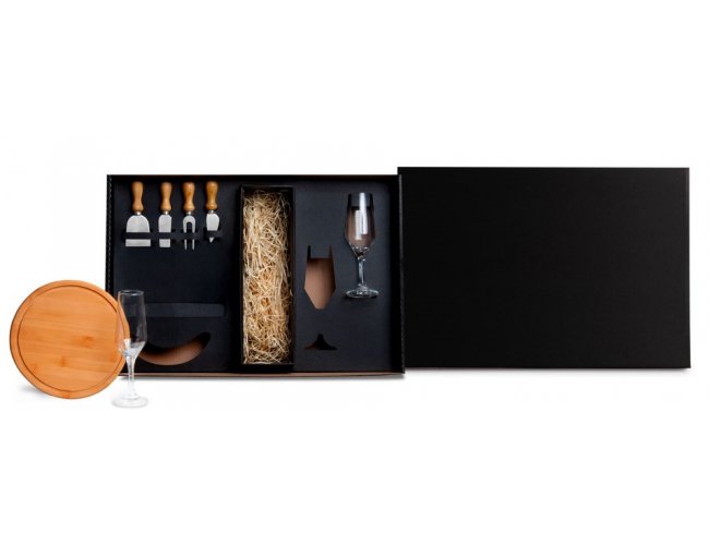Kit Queijo E Champagne C/ Espaço P/ Garrafa - 7 Pçs KT-90341