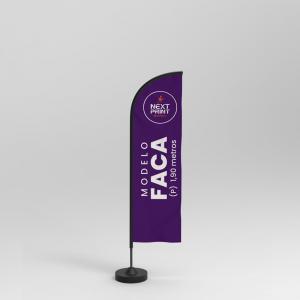 Windbanner Modelo Faca (P) 1,90m / (M) 2,40m / (G) 2,90m Tecido TecnoSport 100% Poliéster Impressão Ultra HD Sublimática Dupla-Face Estrutura de Alumínio Desmontável