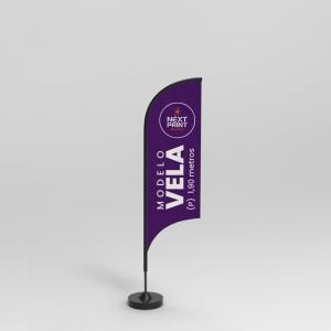 Windbanner Modelo Vela (P) 1,90m / (M) 2,40m / (G) 2,90m Tecido TecnoSport 100% Poliéster Impressão Ultra HD Sublimática Dupla-Face Estrutura de Alumínio Desmontável
