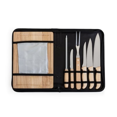 Kit para Churrasqueiro Personalizado com Avental, Cabos e Tábua