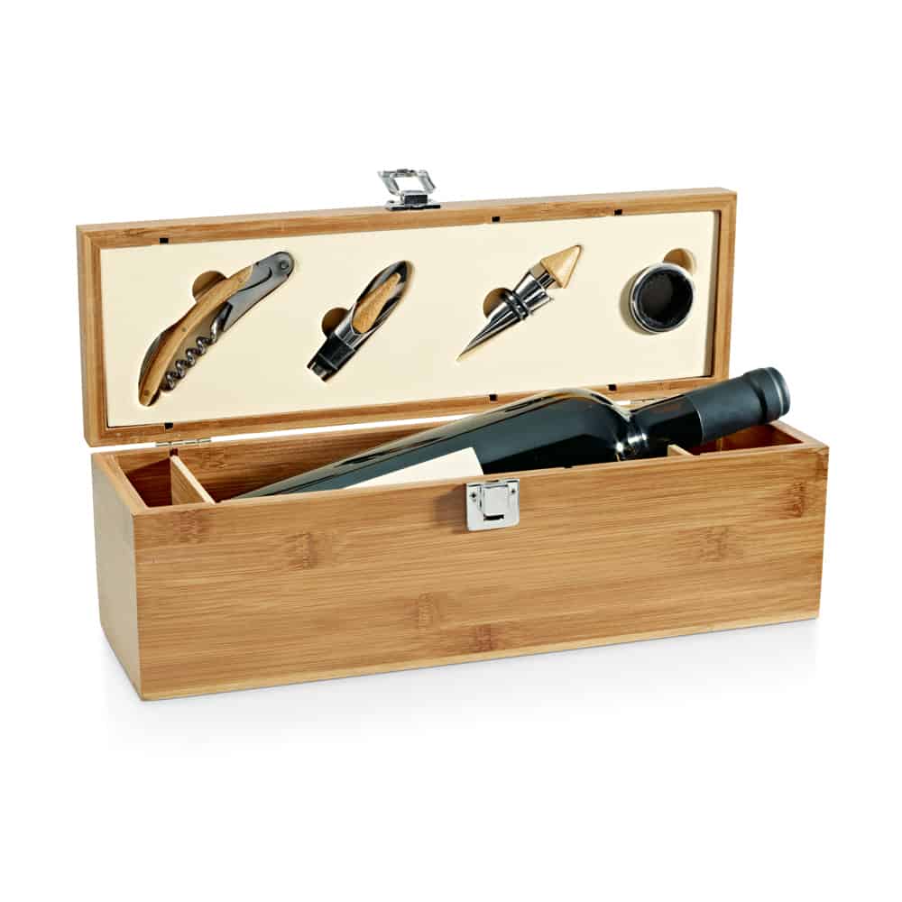 Kit para Vinho Personalizado em Bambu K556 | Memory Brindes